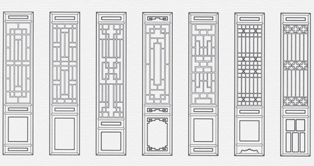 瓯海常用中式仿古花窗图案隔断设计图